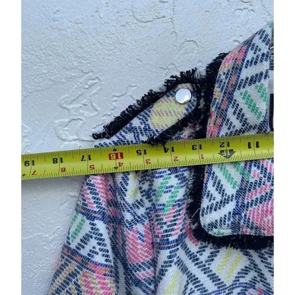 Hilary Radley Katherine Barclay Tweed Fringed Knitted Blazer Jacket Multi Sz 12 - Picture 7 of 11